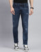 Men Blue Light Wash Ankle Length Denim