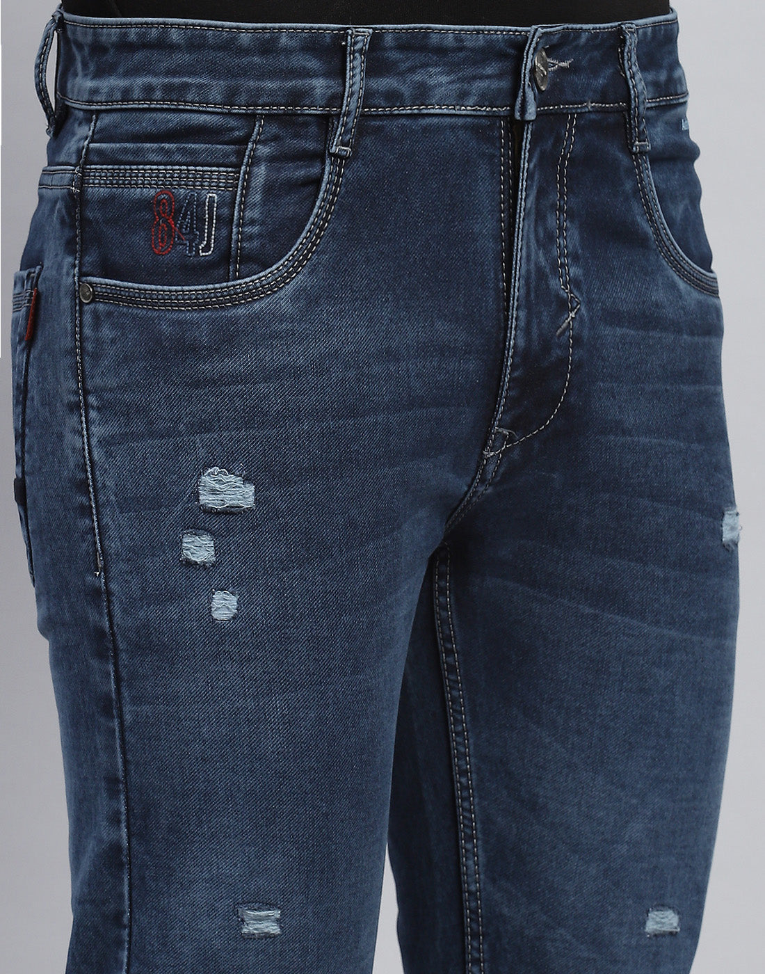 Men Blue Light Wash Ankle Length Denim