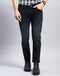 Men Navy Blue Light Wash Ankle Length Denim