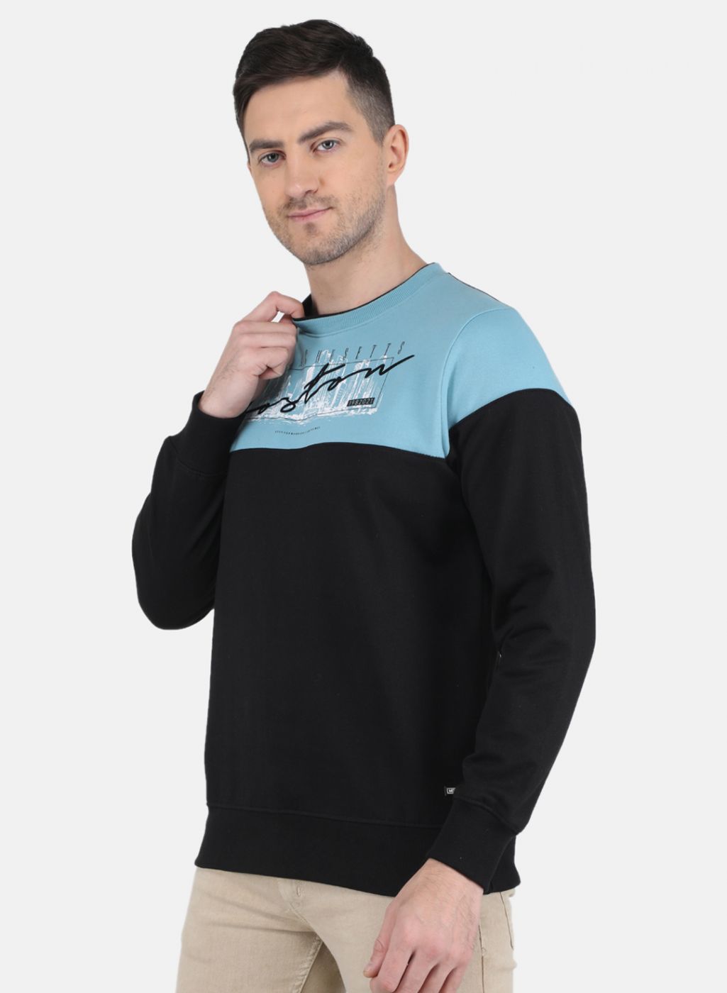 Men Black Solid Sweatshirt