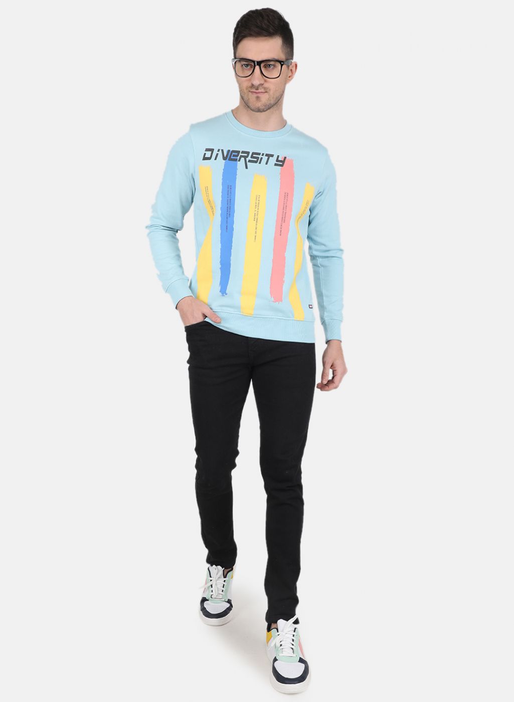 Men Blue Solid Sweatshirt