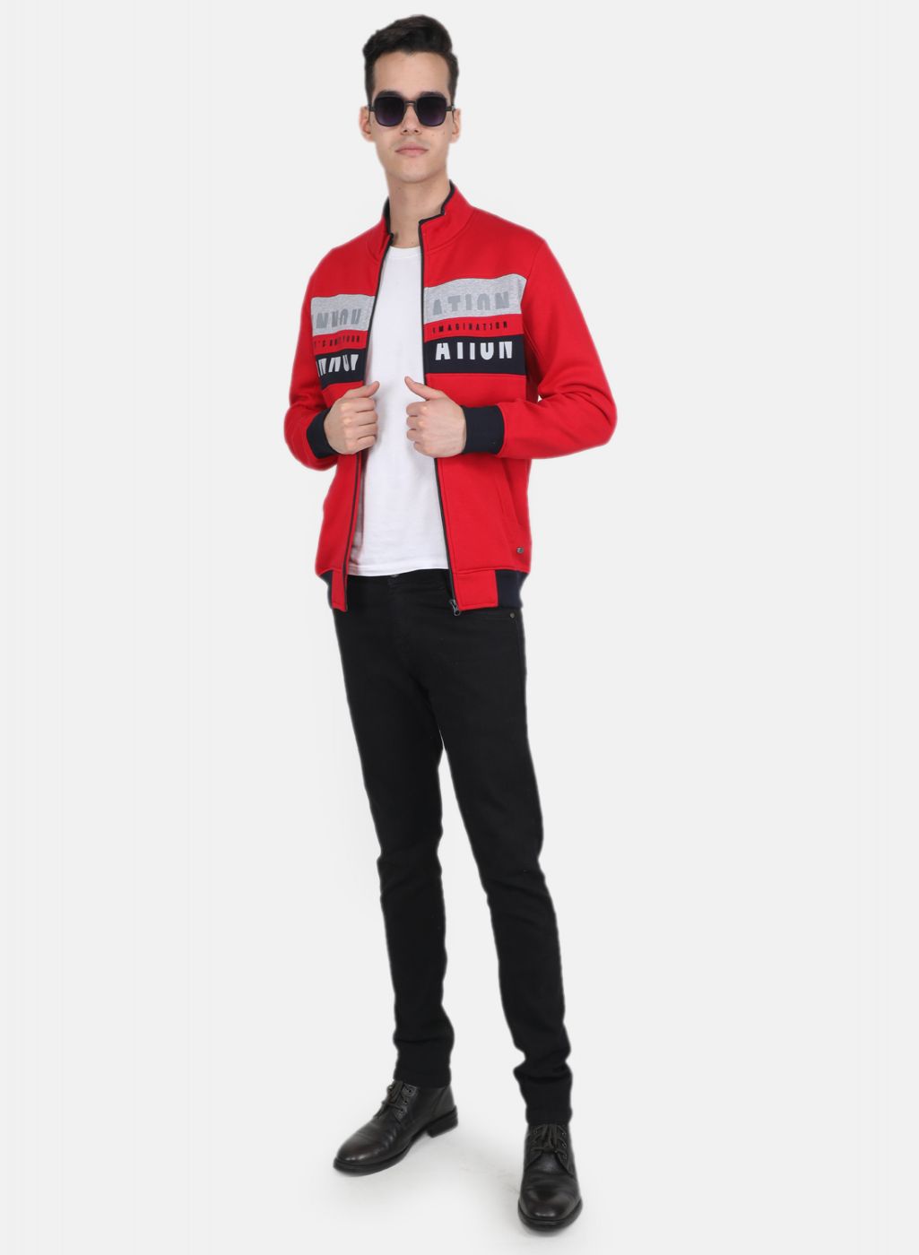 Men Red Solid Sweatshirt