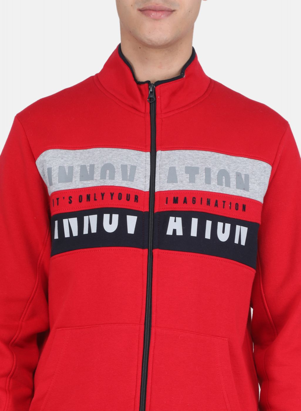 Men Red Solid Sweatshirt