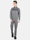 Men Grey Solid Mock Neck Full Sleeve Tracksuit