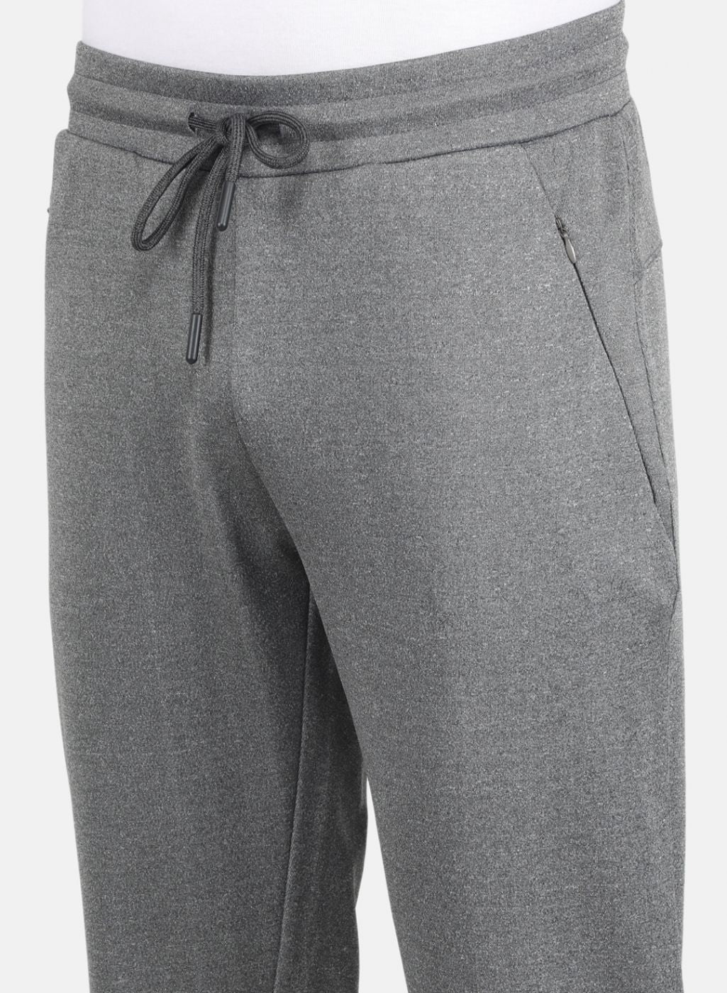 Men Grey Solid Mock Neck Full Sleeve Tracksuit