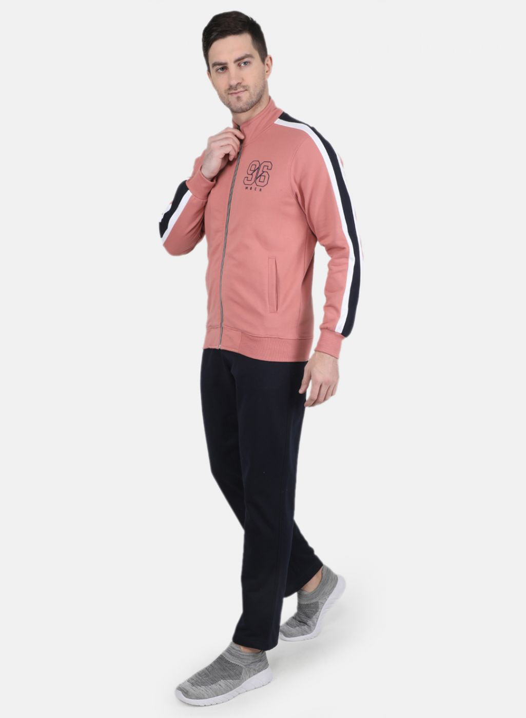 Men Light Pink Solid Sweatshirt