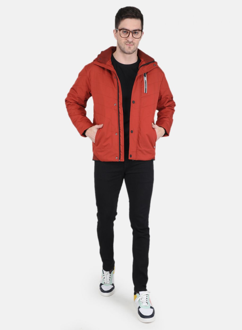 Men Orange Solid Jacket