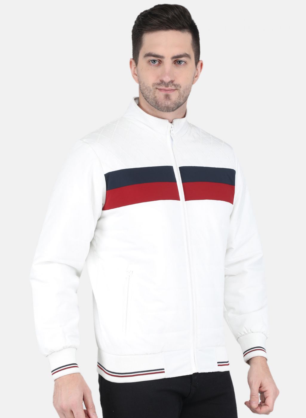 Men White Solid Sweatshirt