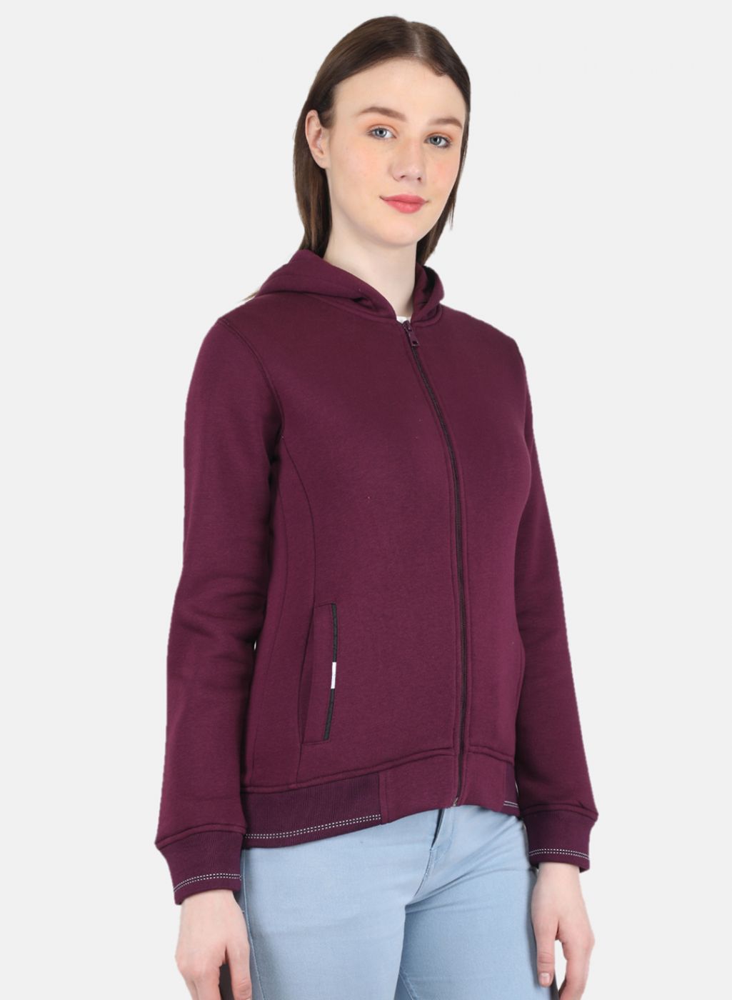 Women Purple Solid Sweatshirt