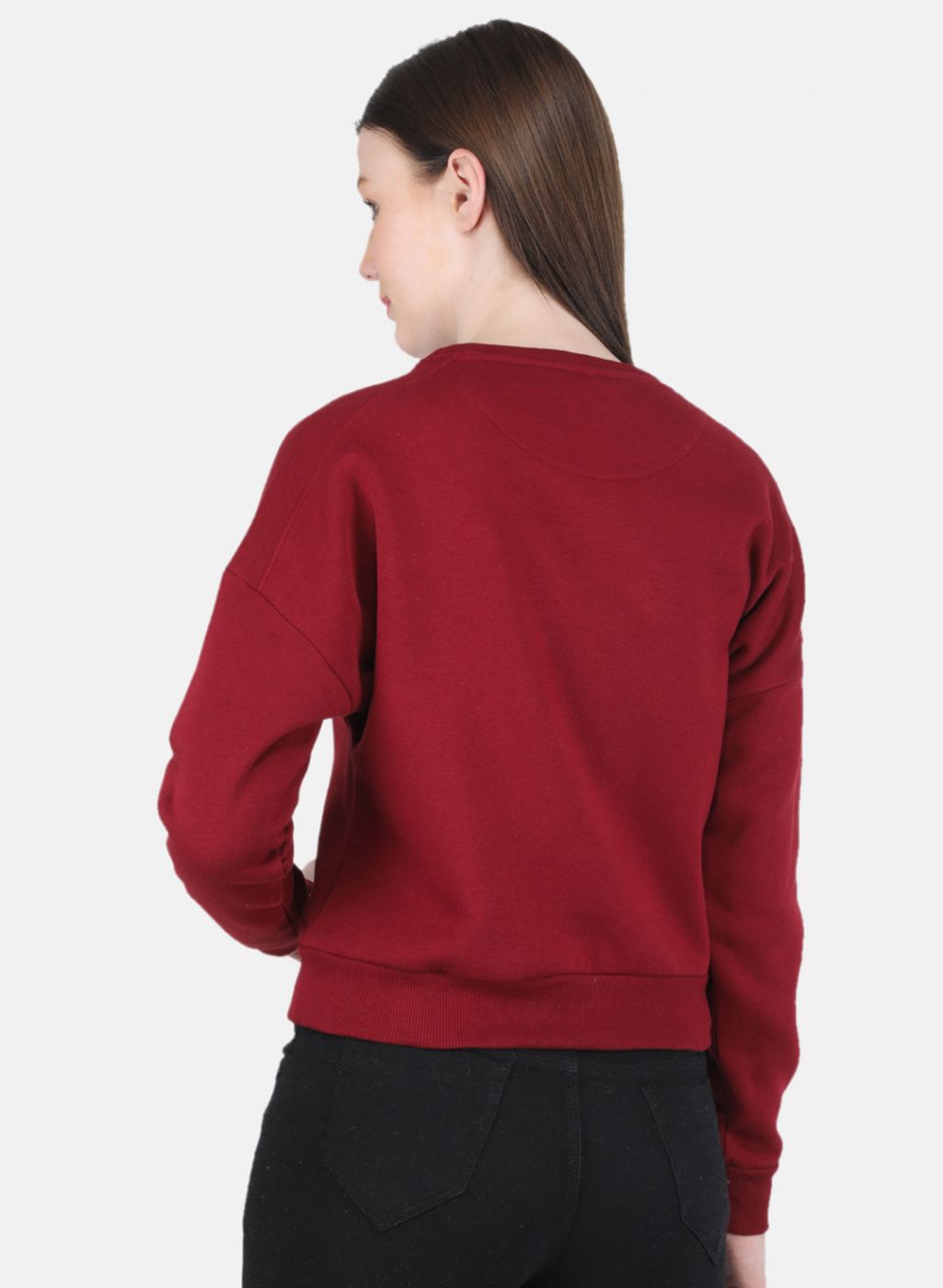 Women Maroon Printed Sweatshirt