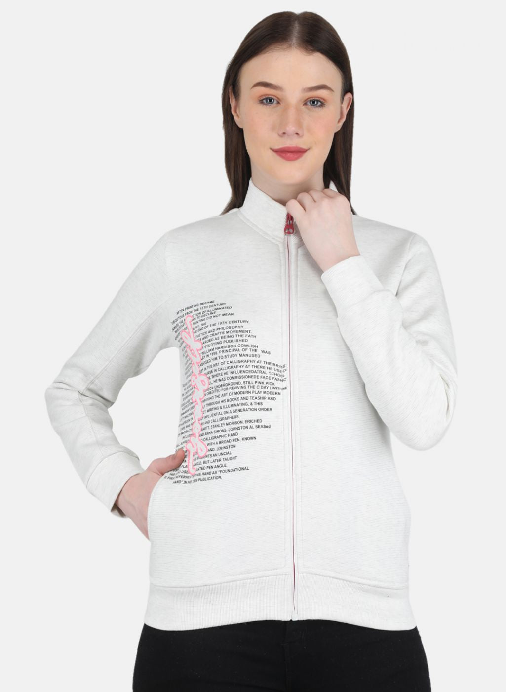 Women Off White Printed Sweatshirt