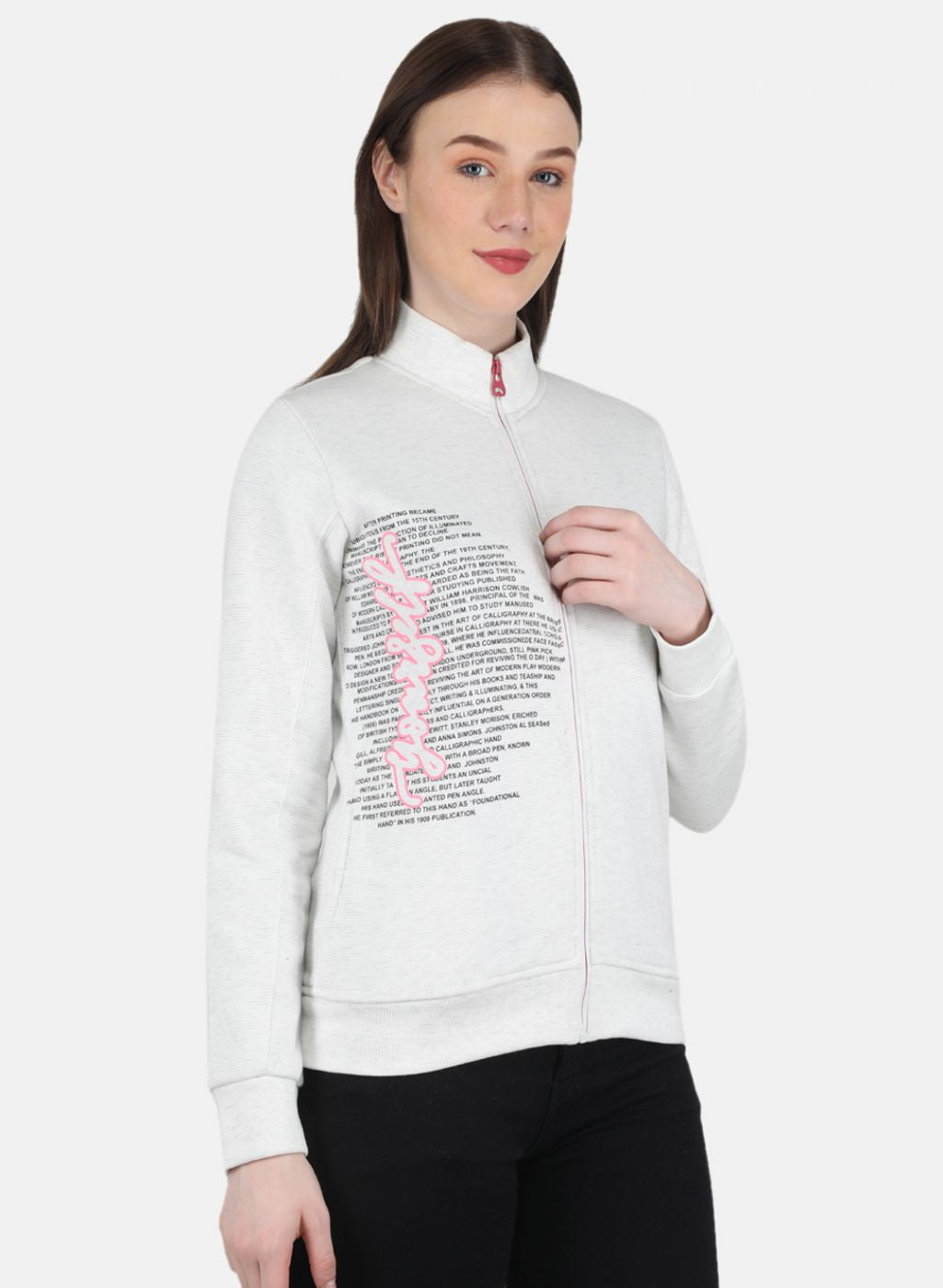 Women Off White Printed Sweatshirt