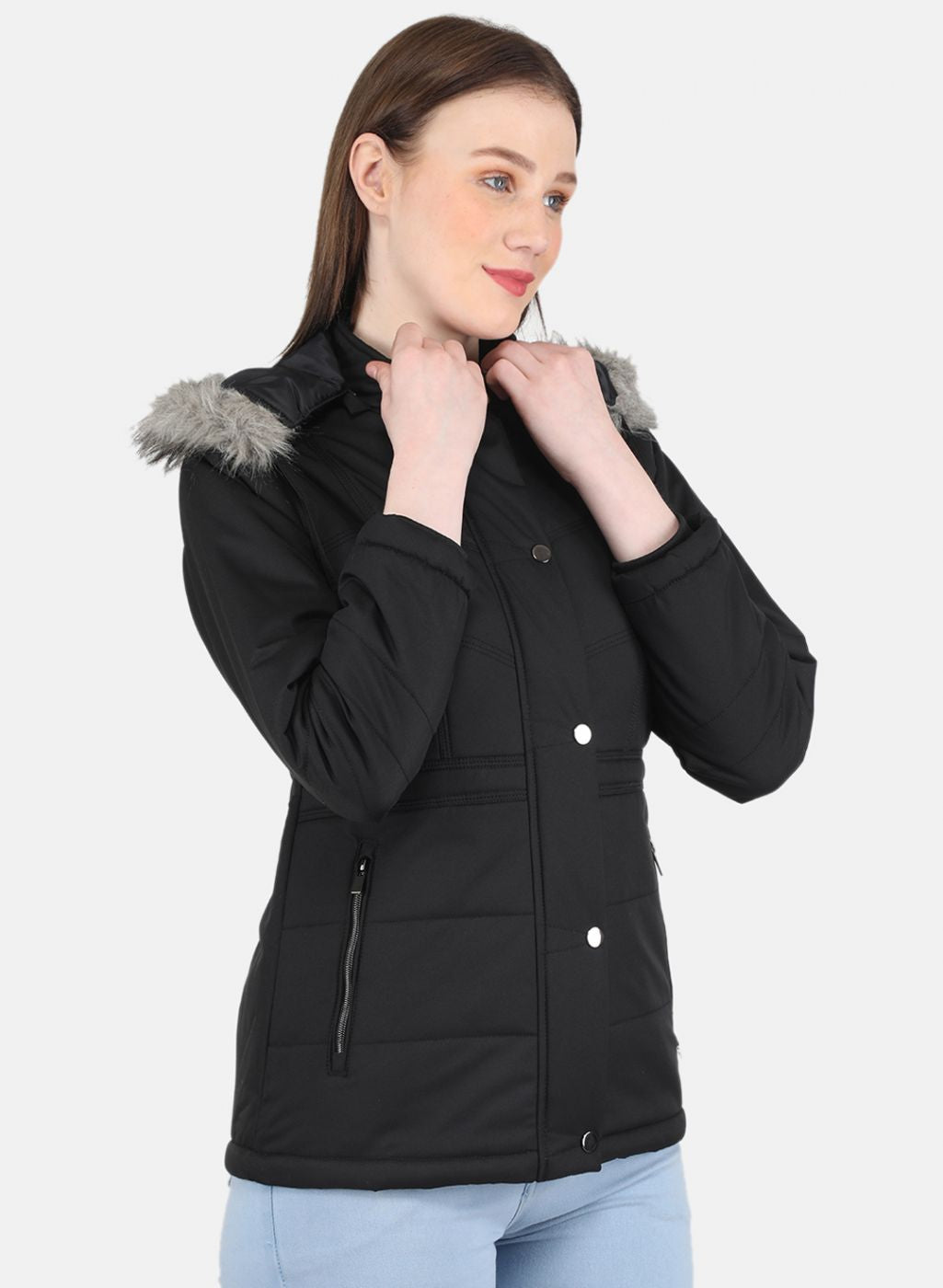 Women Black Solid Jacket