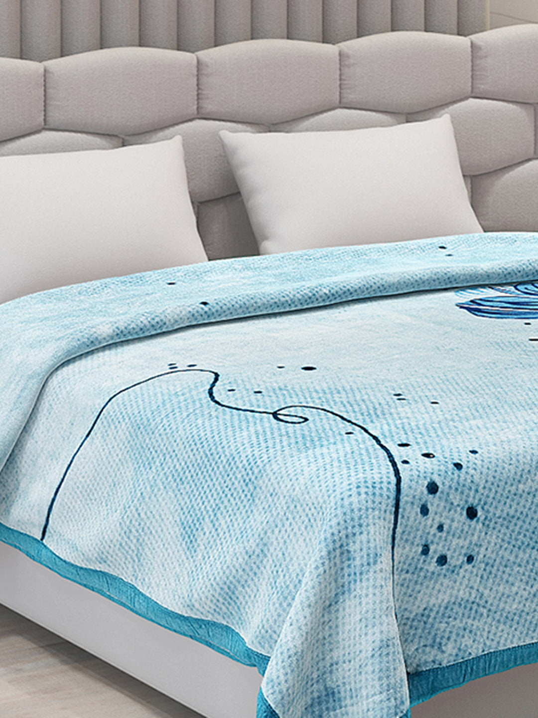 Printed Double Bed Blanket for Mild Winter -1 Ply