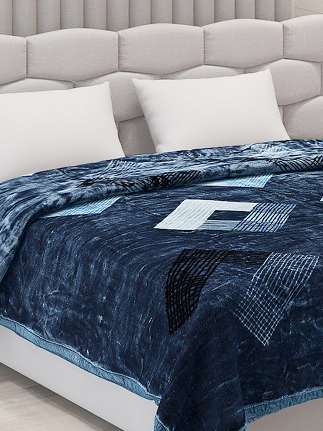 Printed Double Bed Blanket for Mild Winter -1 Ply