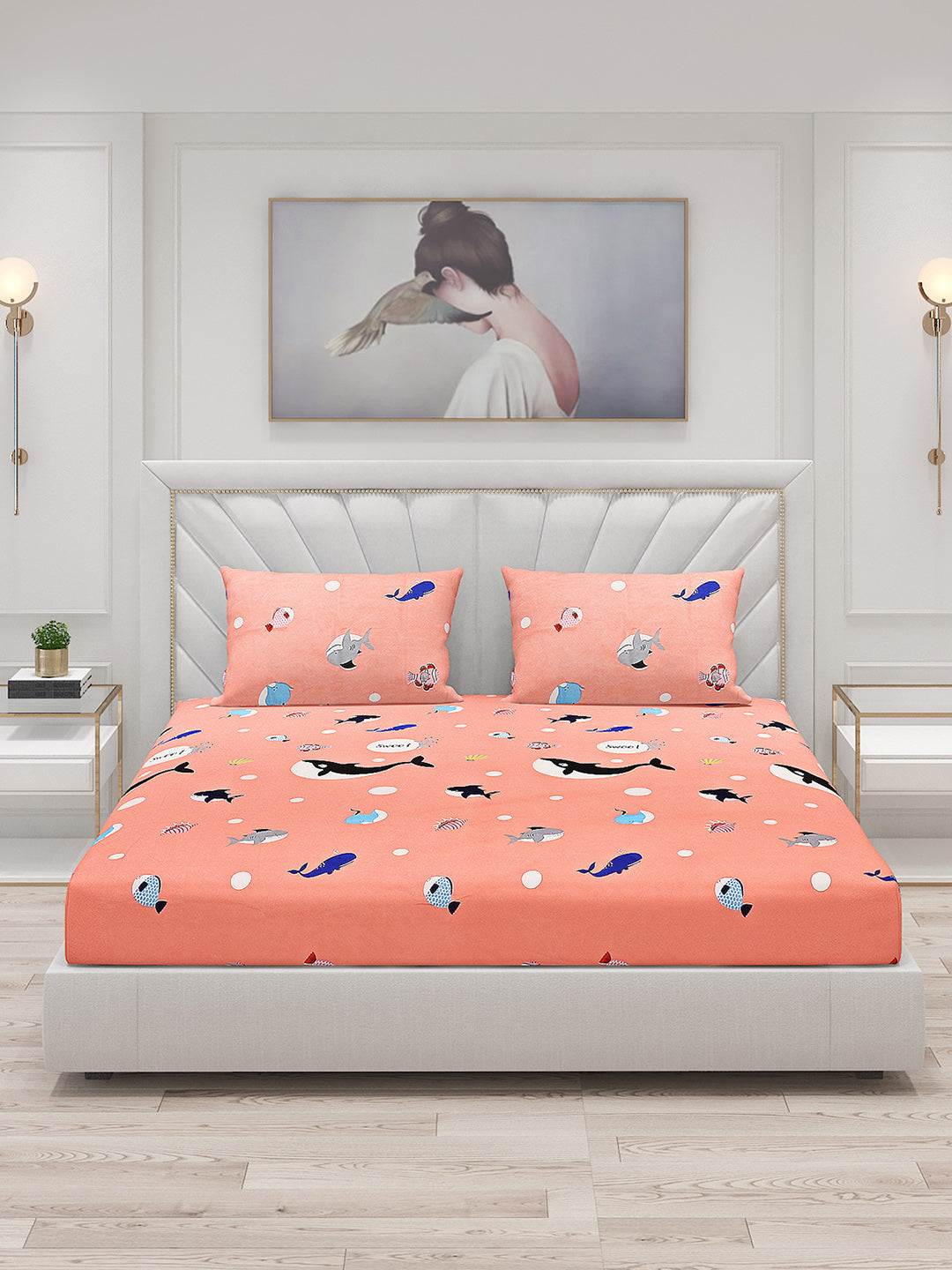 120 GSM  Polyester Double Bed Bedsheet with 2 Pillow Covers - Updated - Updated - Updated