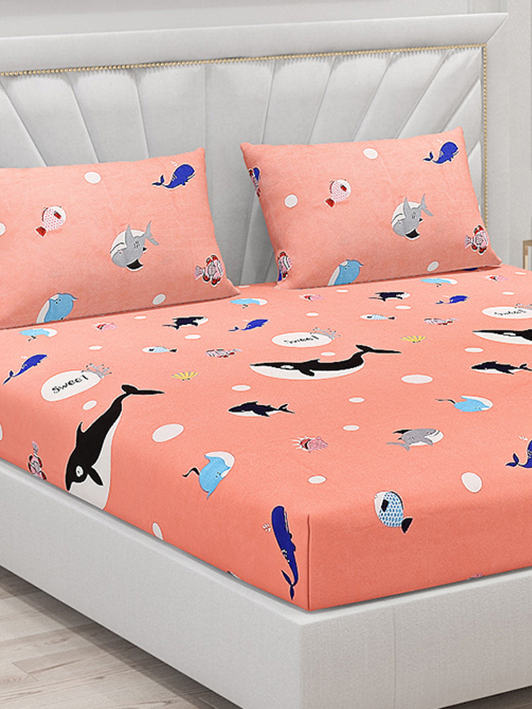 120 GSM  Polyester Double Bed Bedsheet with 2 Pillow Covers - Updated - Updated - Updated