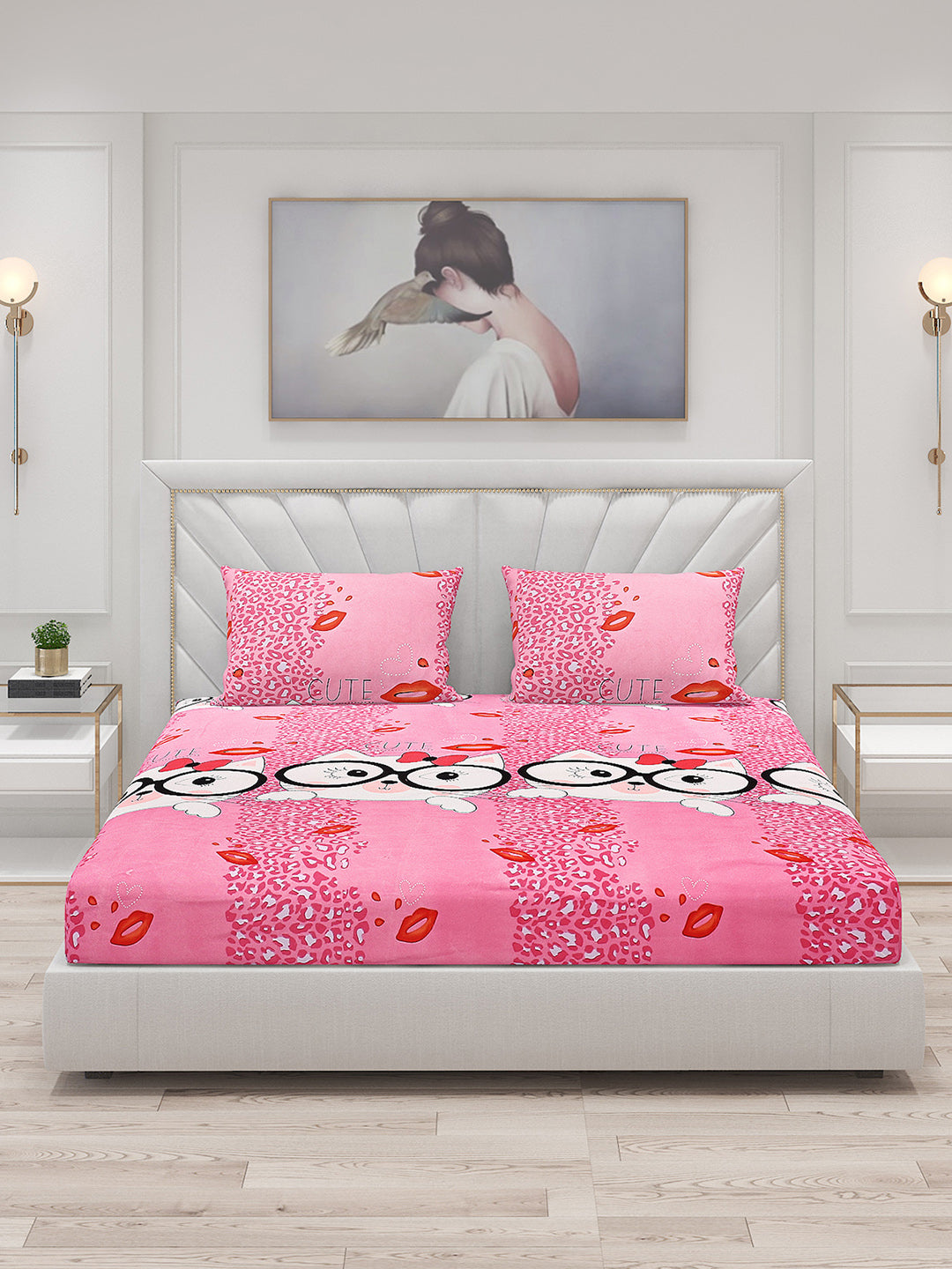 120 GSM  Polyester Double Bed Bedsheet with 2 Pillow Covers - Updated - Updated - Updated