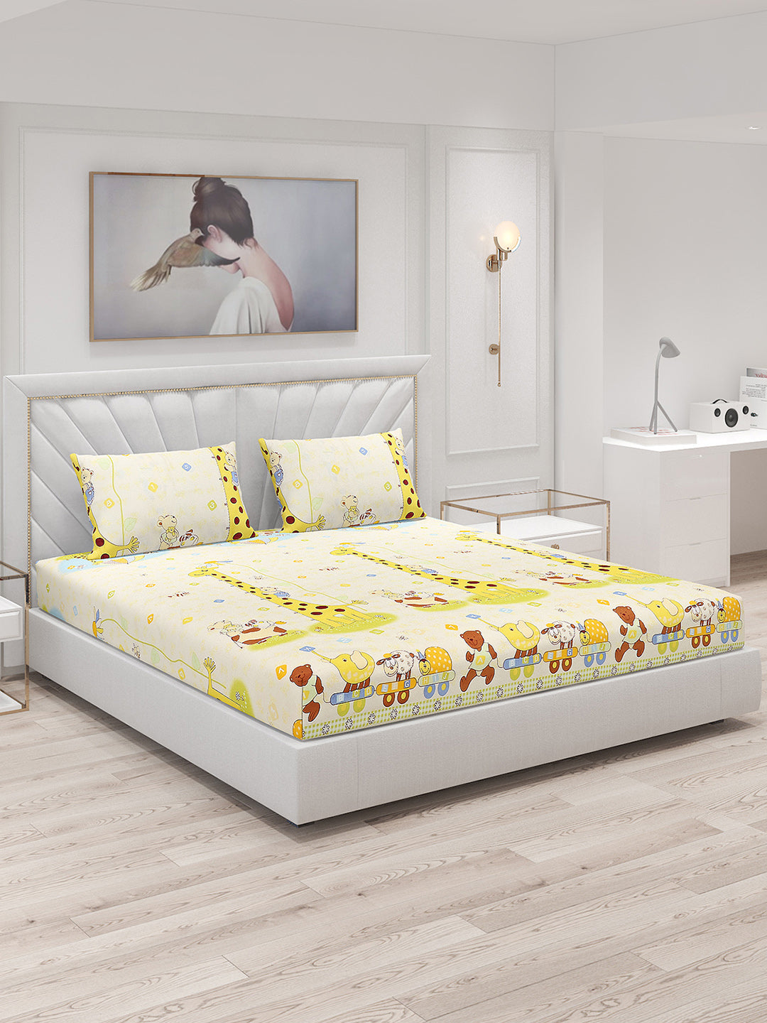 120 GSM  Polyester Double Bed Bedsheet with 2 Pillow Covers - Updated - Updated