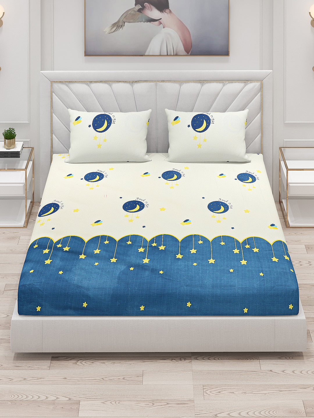 120 GSM  Polyester Double Bed Bedsheet with 2 Pillow Covers - Updated - Updated - Updated