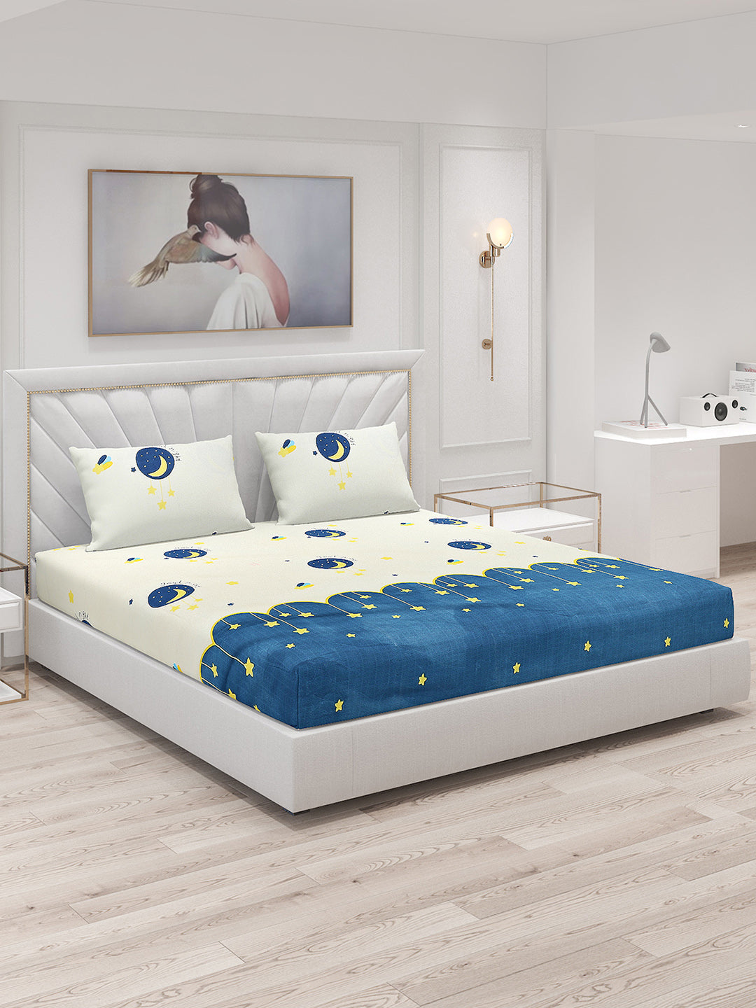 120 GSM  Polyester Double Bed Bedsheet with 2 Pillow Covers - Updated - Updated - Updated