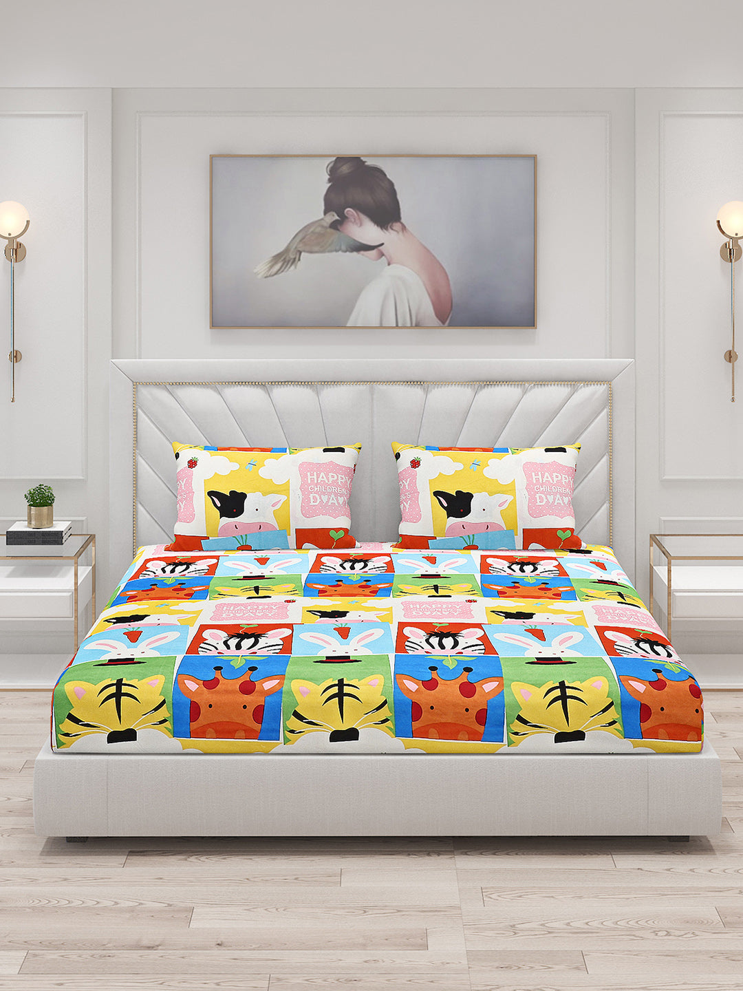 120 GSM  Polyester Double Bed Bedsheet with 2 Pillow Covers - Updated - Updated