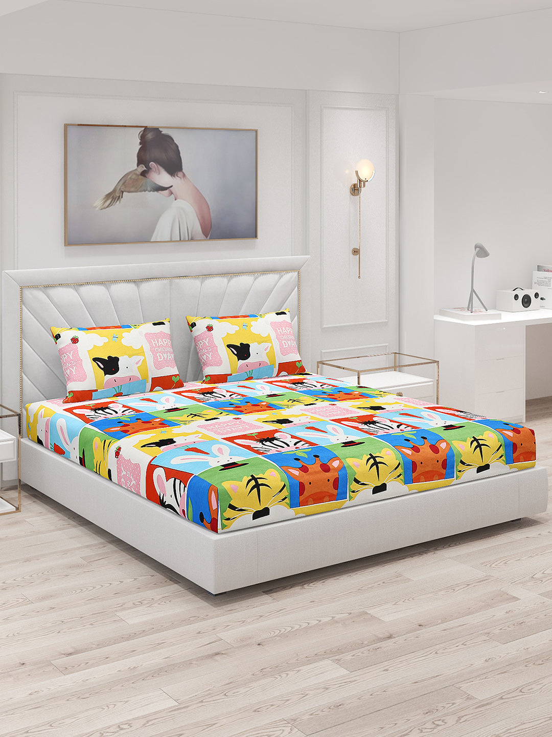 120 GSM  Polyester Double Bed Bedsheet with 2 Pillow Covers - Updated - Updated
