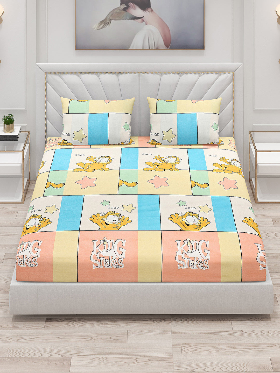 120 GSM  Polyester Double Bed Bedsheet with 2 Pillow Covers - Updated - Updated