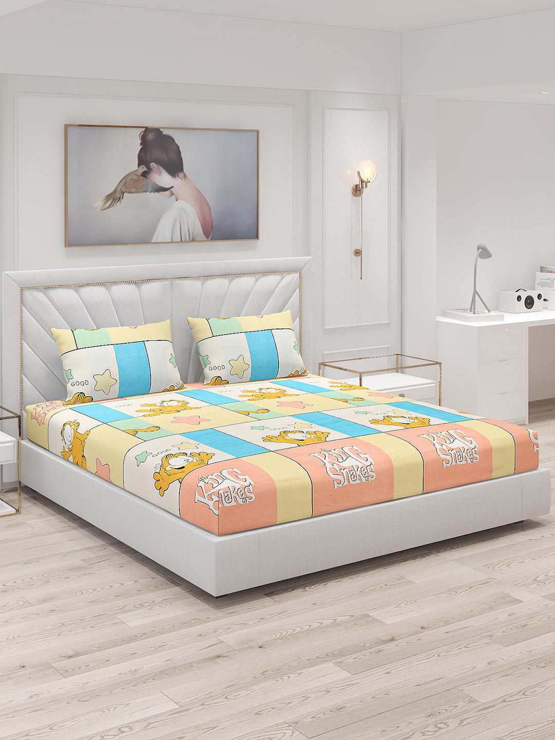 120 GSM  Polyester Double Bed Bedsheet with 2 Pillow Covers - Updated - Updated
