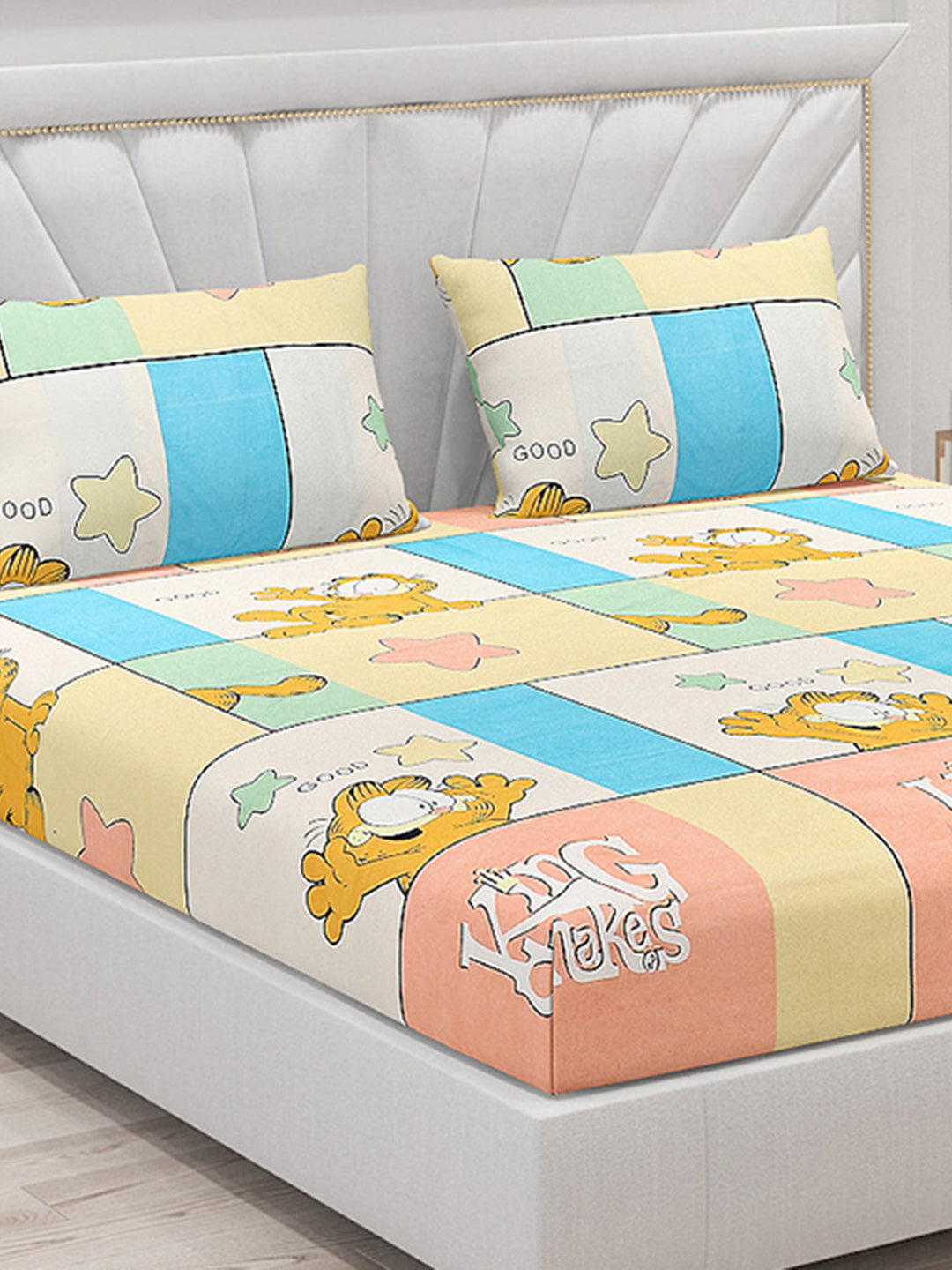 120 GSM  Polyester Double Bed Bedsheet with 2 Pillow Covers - Updated - Updated