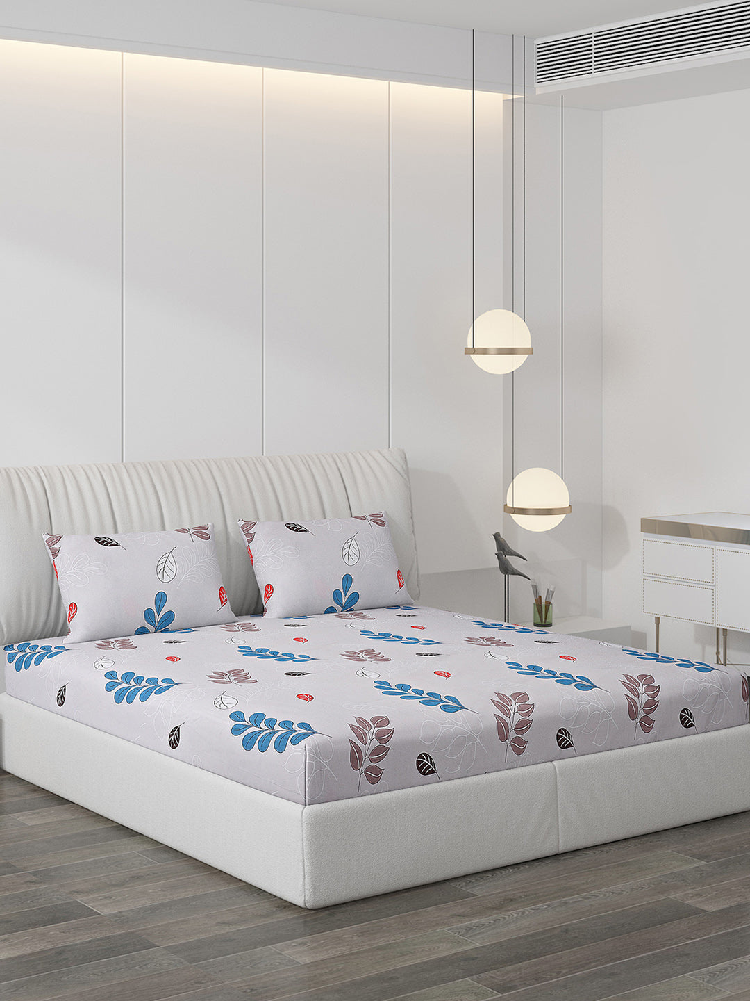 130 GSM Polyester Double Bed Bedsheet with 2 Pillow Covers