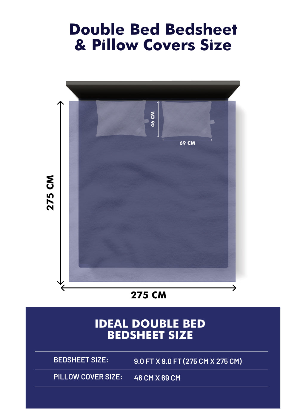 120 GSM  Polyester Double Bed Bedsheet with 2 Pillow Covers - Updated - Updated