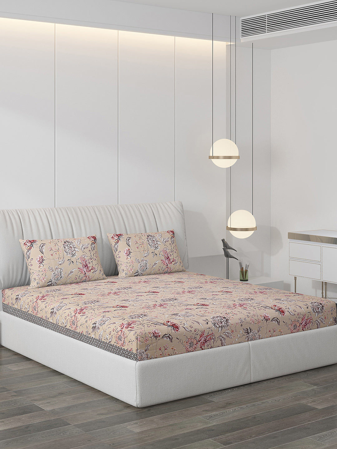 120 GSM  Polyester Double Bed Bedsheet with 2 Pillow Covers - Updated - Updated