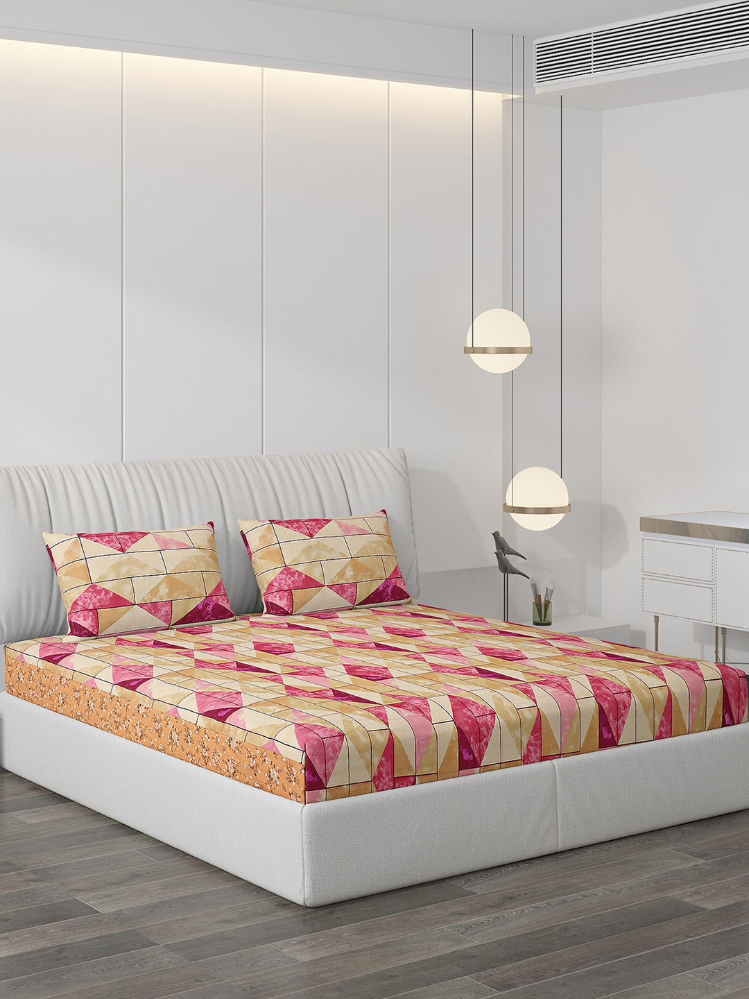 120 GSM  Polyester Double Bed Bedsheet with 2 Pillow Covers - Updated - Updated