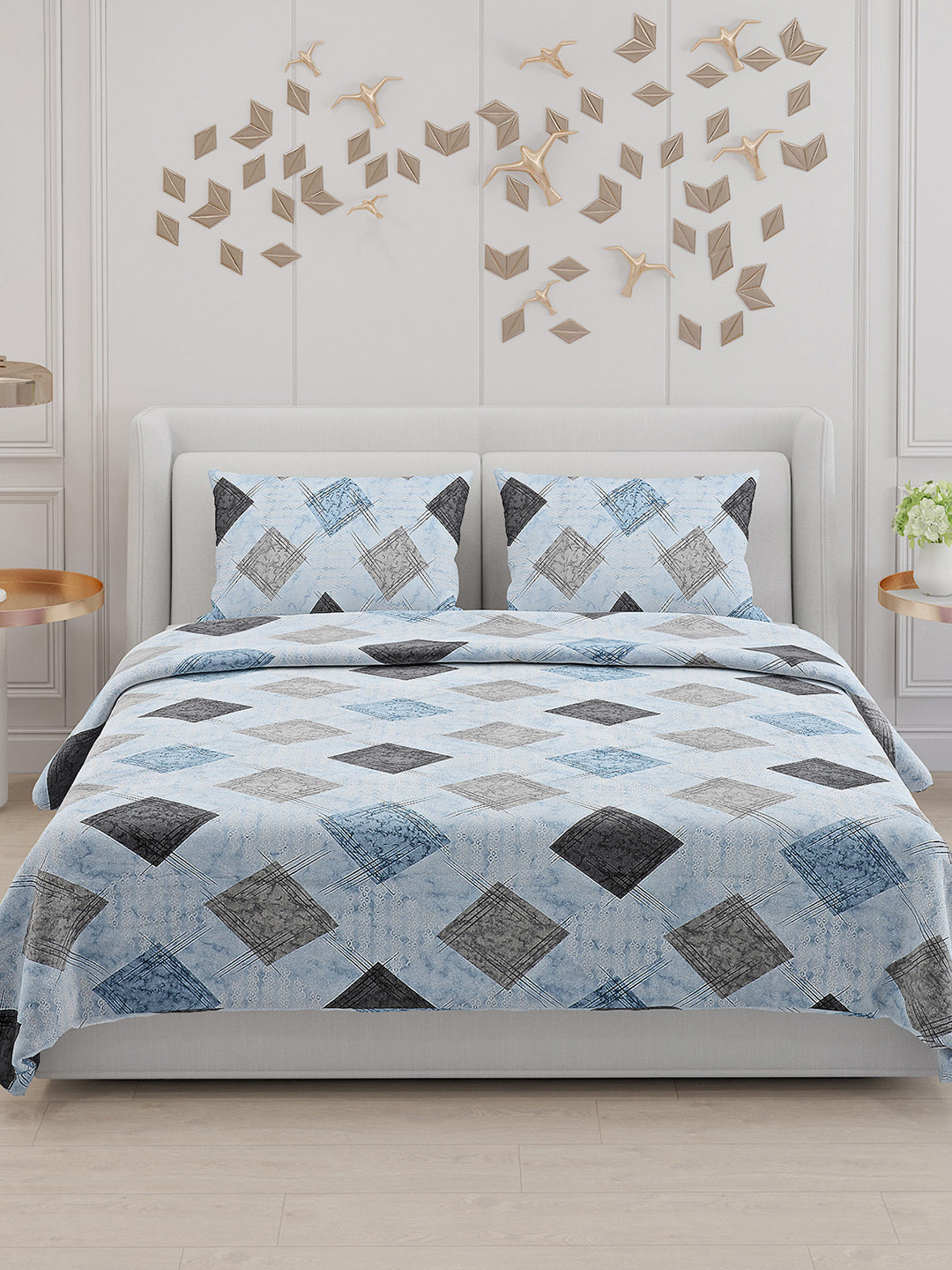 104 TC Cotton Double Bed Bedsheet with 2 Pillow Covers - Updated - Updated - Updated