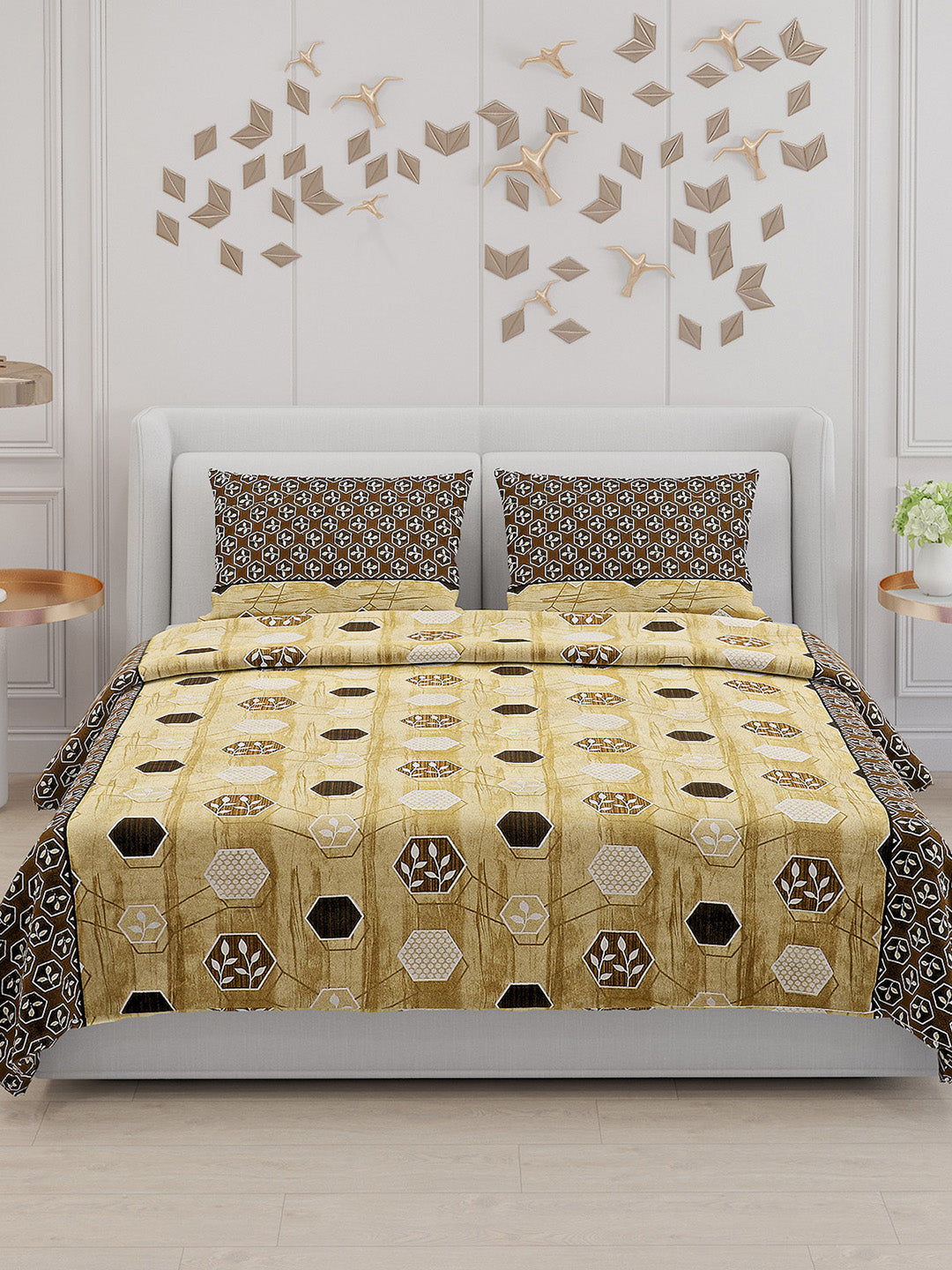 104 TC Cotton Double Bed Bedsheet with 2 Pillow Covers - Updated - Updated - Updated