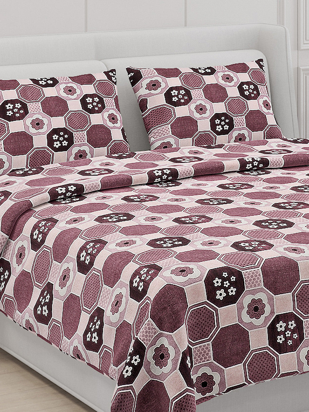 104 TC Cotton Double Bed Bedsheet with 2 Pillow Covers - Updated - Updated - Updated
