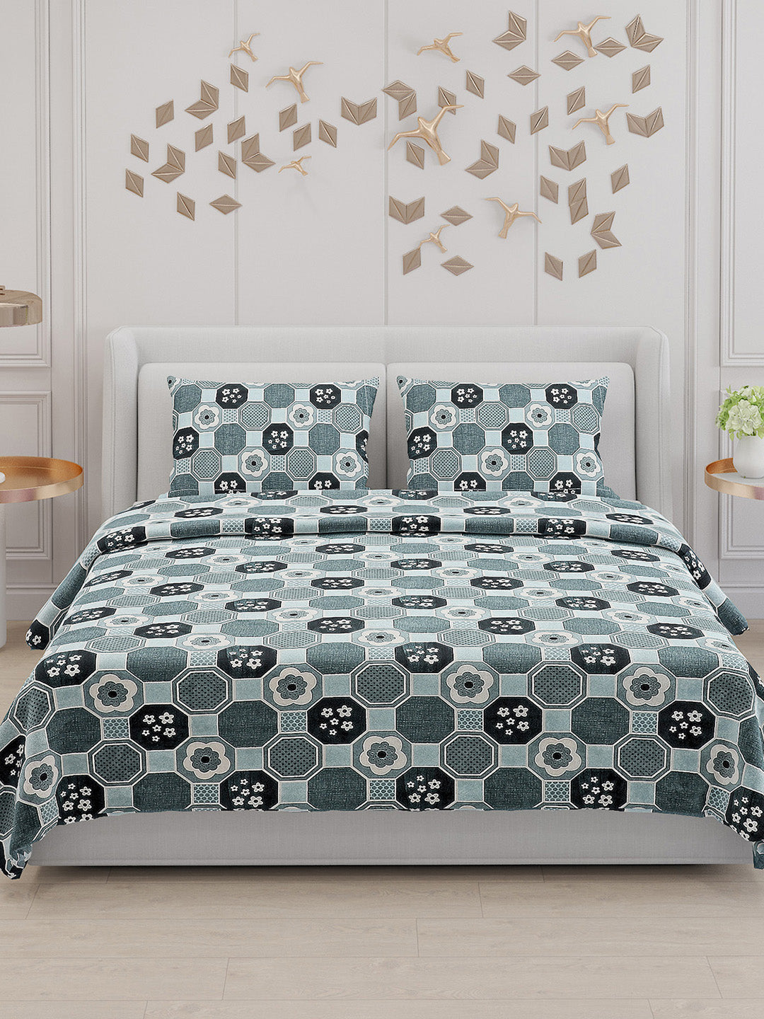 104 TC Cotton Double Bed Bedsheet with 2 Pillow Covers - Updated - Updated - Updated