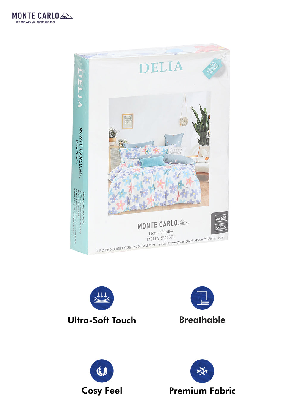 130 GSM Polyester Double Bed Bedsheet with 2 Pillow Covers