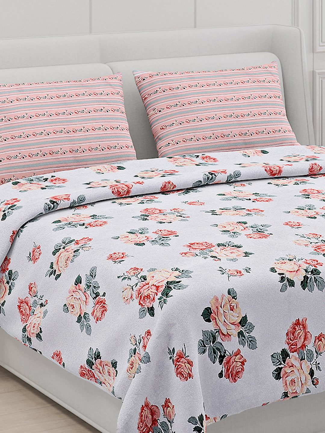 130 GSM Polyester Double Bed Bedsheet with 2 Pillow Covers