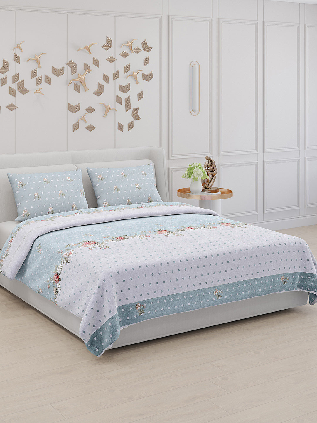 130 GSM Polyester Double Bed Bedsheet with 2 Pillow Covers