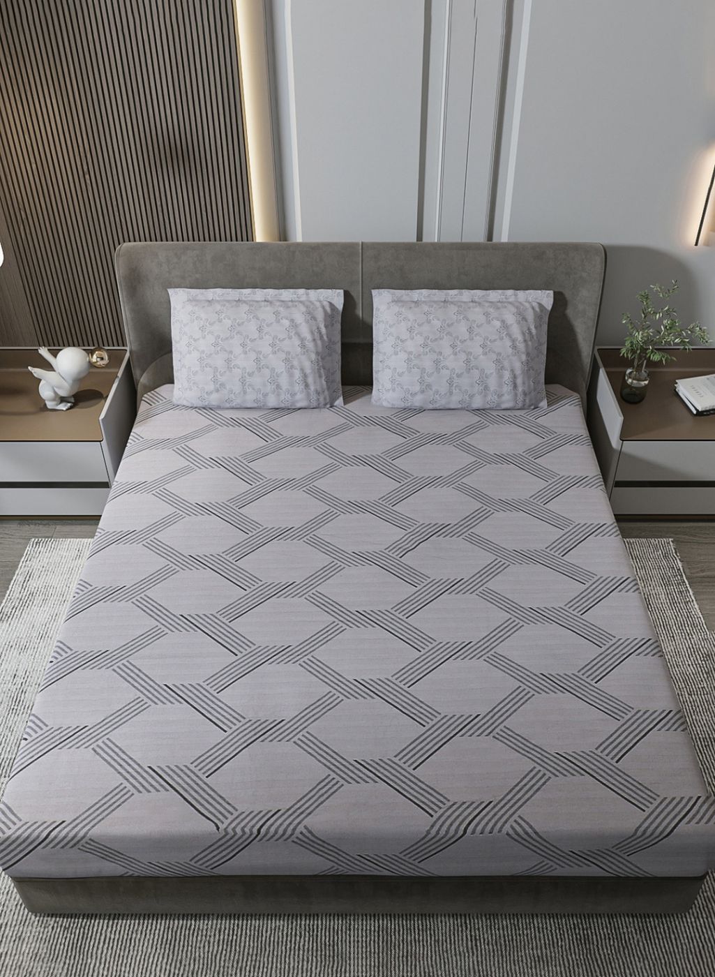 210TC Pure Cotton King Bedsheet with 2 Pillow Covers