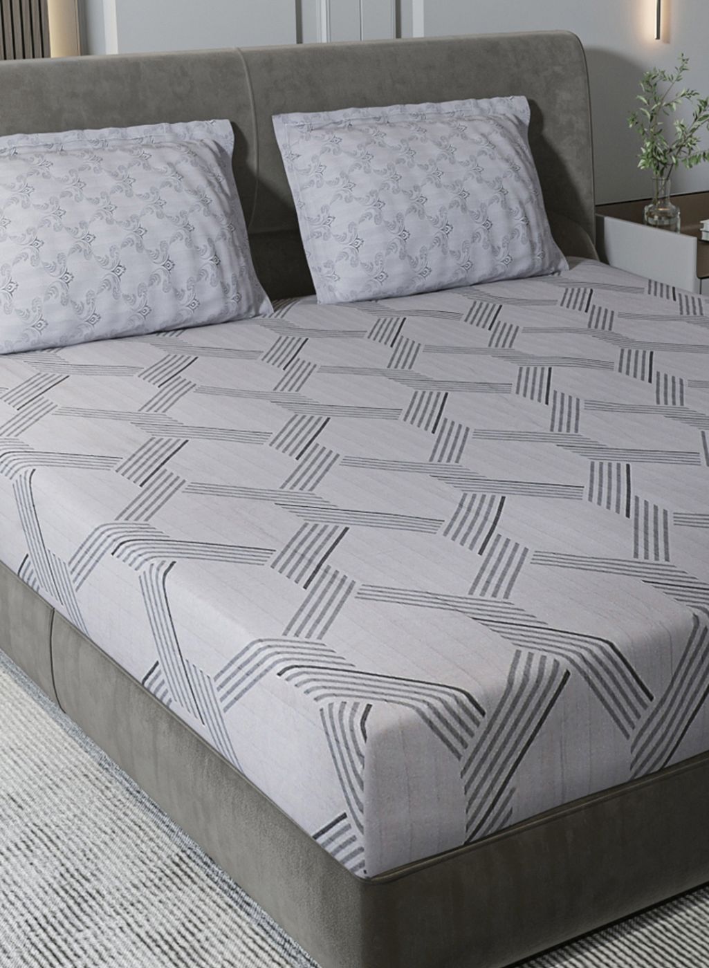 210TC Pure Cotton King Bedsheet with 2 Pillow Covers