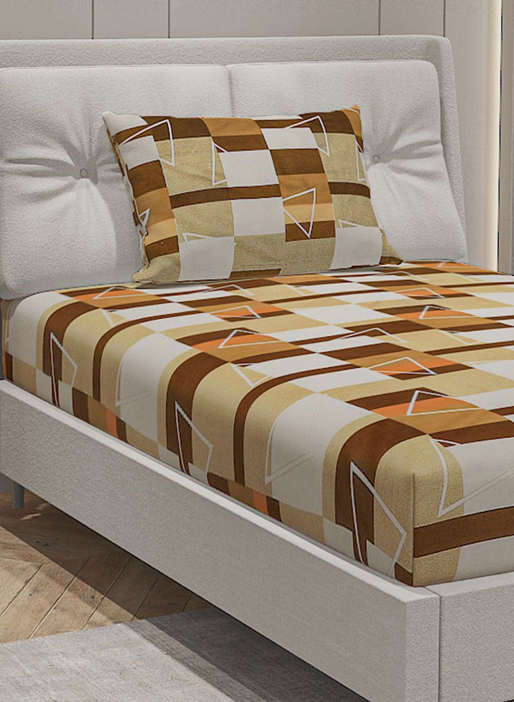 144TC Pure Cotton Single Bedsheet with 1 Pillow Covers