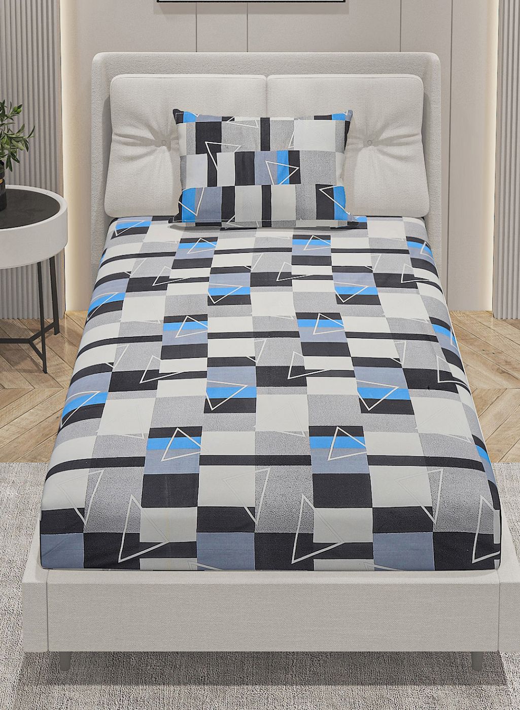 144TC Pure Cotton Single Bedsheet with 1 Pillow Covers