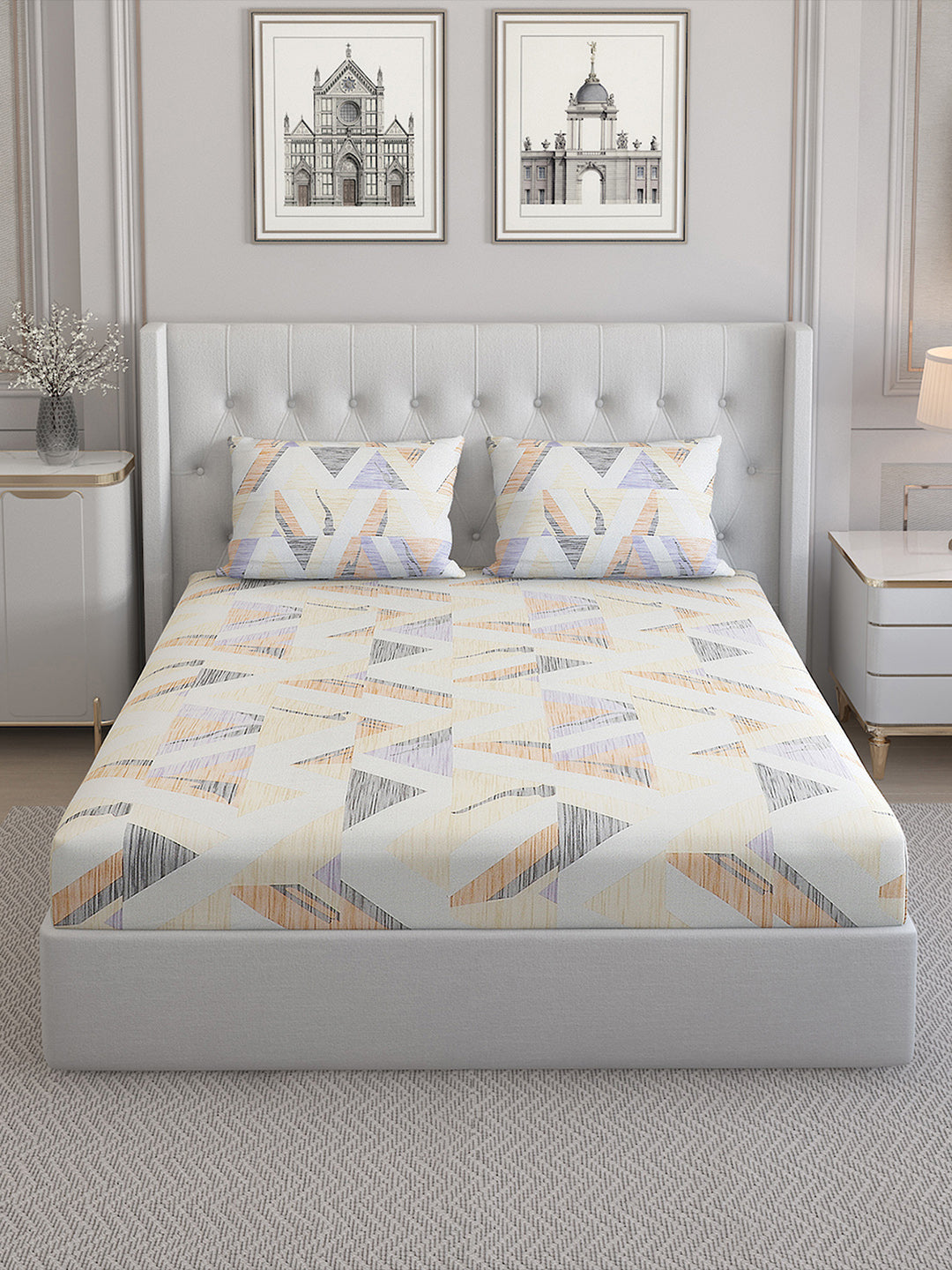 140 TC Cotton Double Bed Bedsheet with 2 Pillow Covers