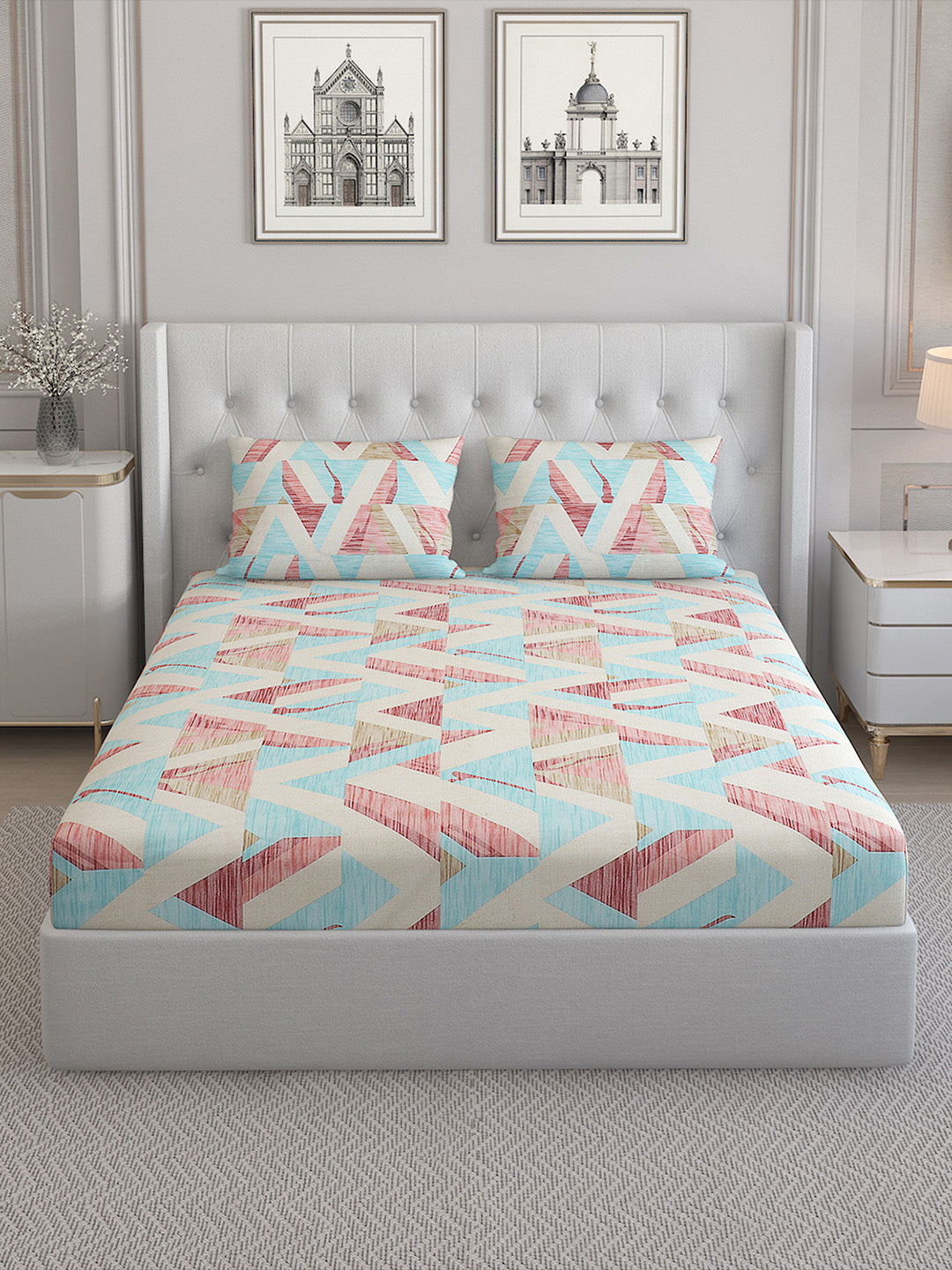 140 TC Cotton Double Bed Bedsheet with 2 Pillow Covers