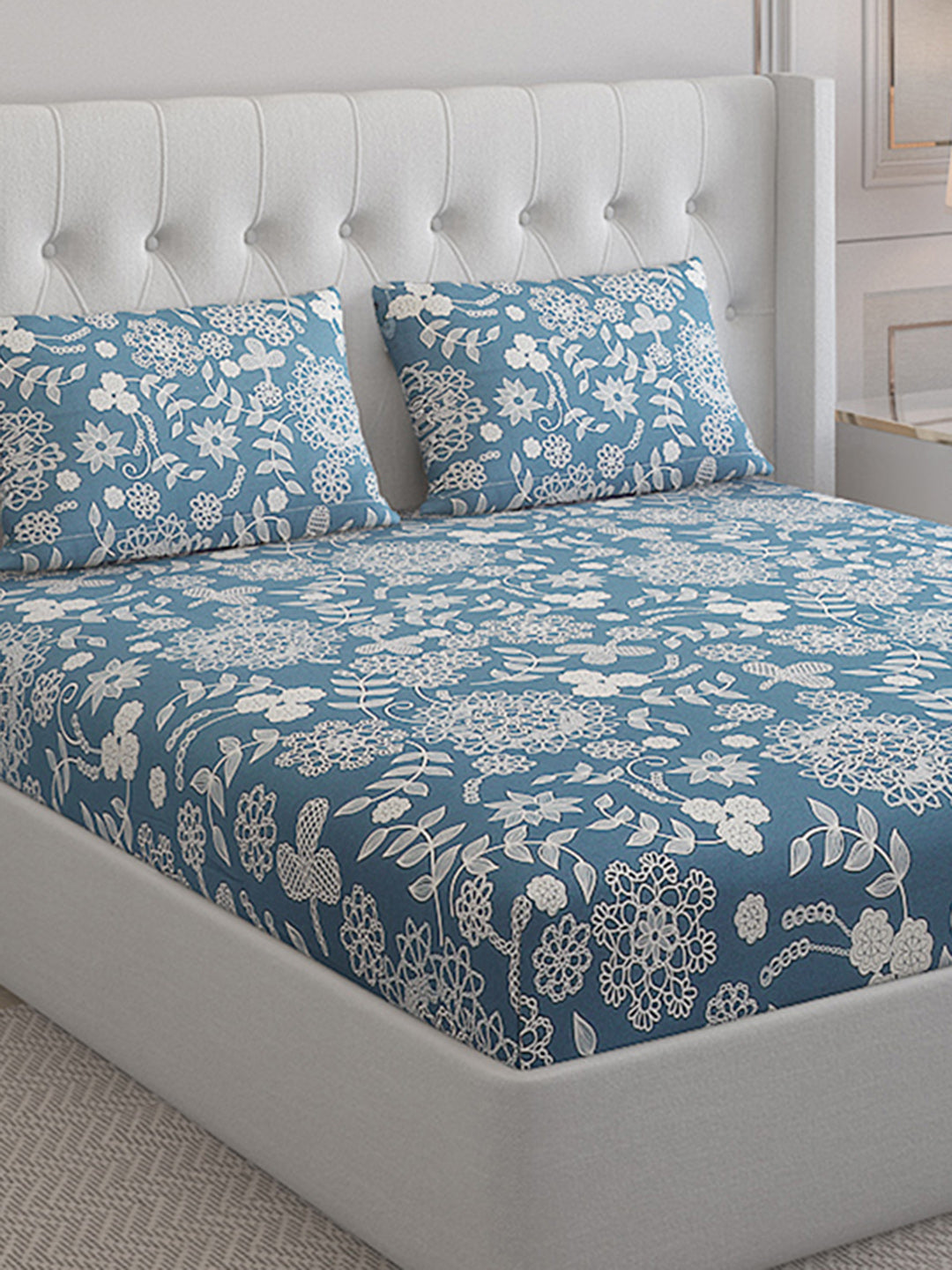 140 TC Cotton Double Bed Bedsheet with 2 Pillow Covers