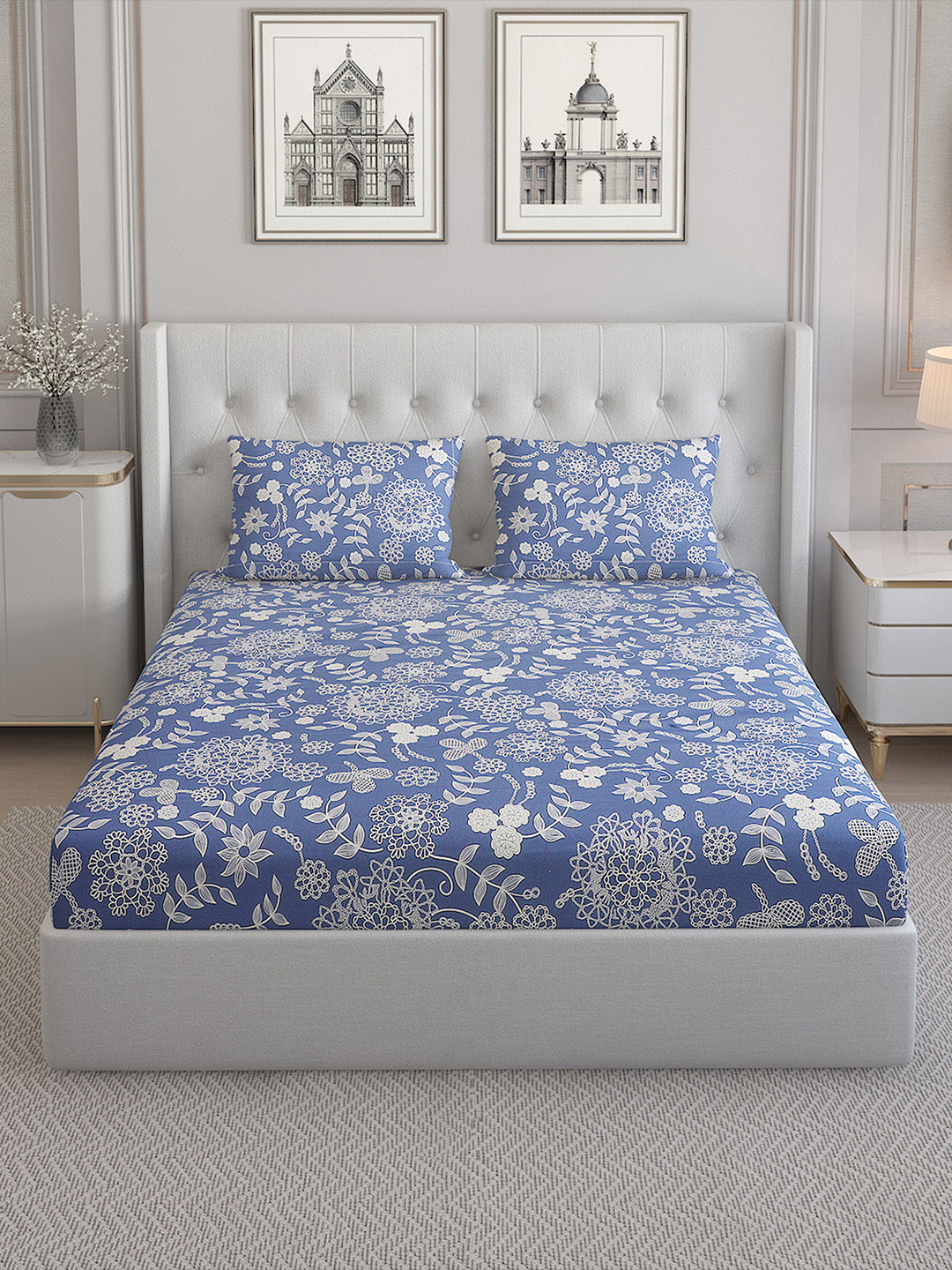 140 TC Cotton Double Bed Bedsheet with 2 Pillow Covers