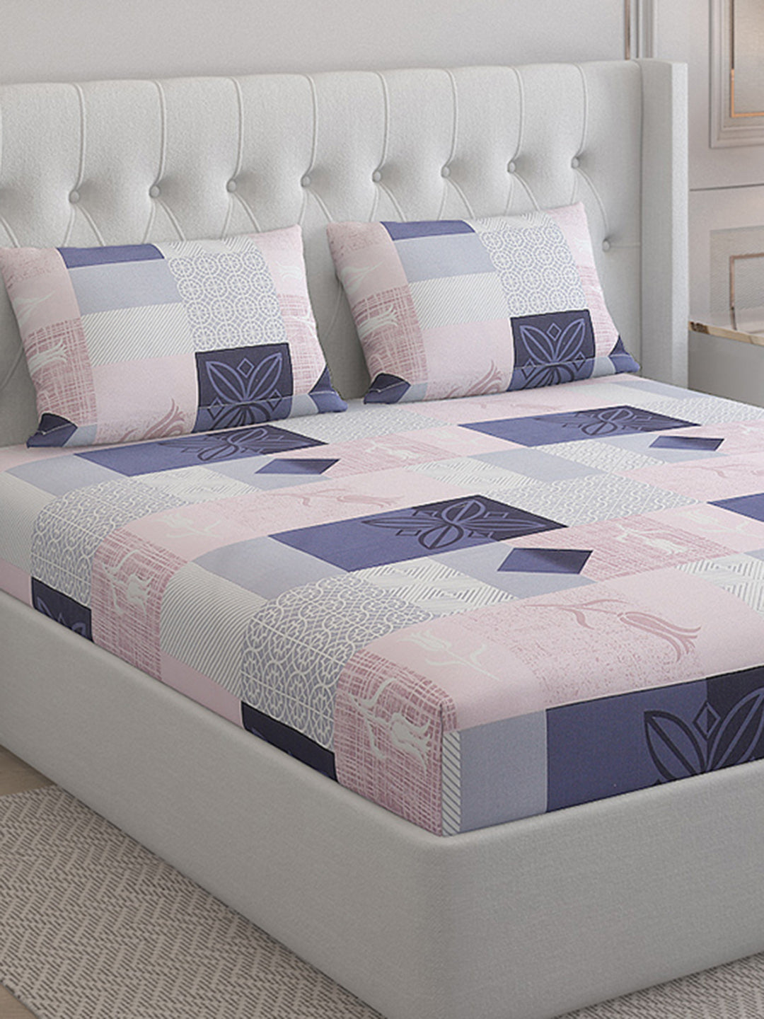 140 TC Cotton Double Bed Bedsheet with 2 Pillow Covers